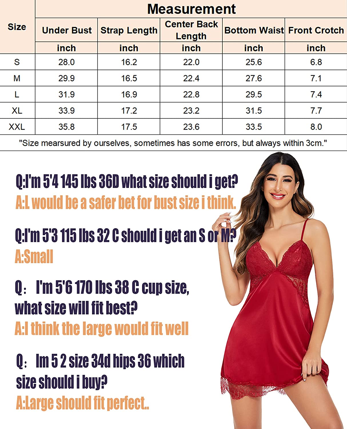 Avidlove Seidennachthemd Spitze Nachtwäsche Satin Ärmelloses Chemise Kleid