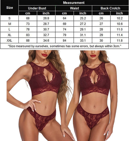 Conjunto de sujetador y braguita de encaje tipo babydoll de 2 piezas de Avidlove Lingerie Mini ropa de dormir 