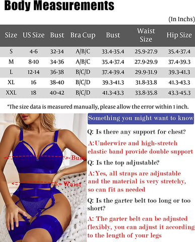 Avidlove Dessous-Set für mit Bügel Riemchen-Dessous Push Up 5-teiliges Dessous-Set mit Strumpfhalter 