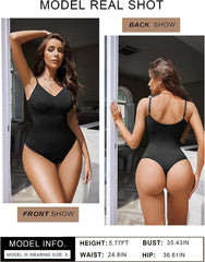 Avidlove Bodysuit Shapewear Bodysuits Spaghetti Strap V Neck Slimming Thong Body Shaper Tummy Control S-3XL