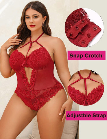 Avidlove Dessous in Übergröße für Spitzen-Bodysuit, Teddy-Dessous, einteiliges Babydoll 