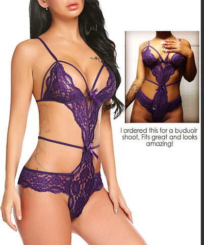 Body de encaje de Avidlove Lingerie con tiras y mini body de una pieza tipo babydoll 