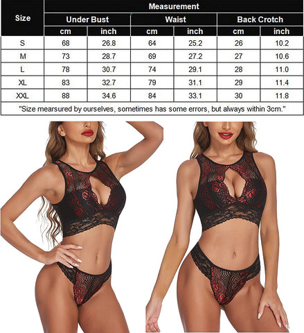 Conjunto de sujetador y braguita de encaje tipo babydoll de 2 piezas de Avidlove Lingerie Mini ropa de dormir 