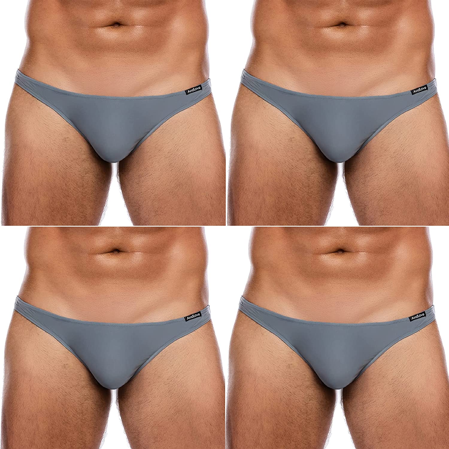 Avidlove Underwear Herren-Bikinislips, 4er-Pack, klassisch, niedrig geschnitten, dehnbar, mit Hüfte 