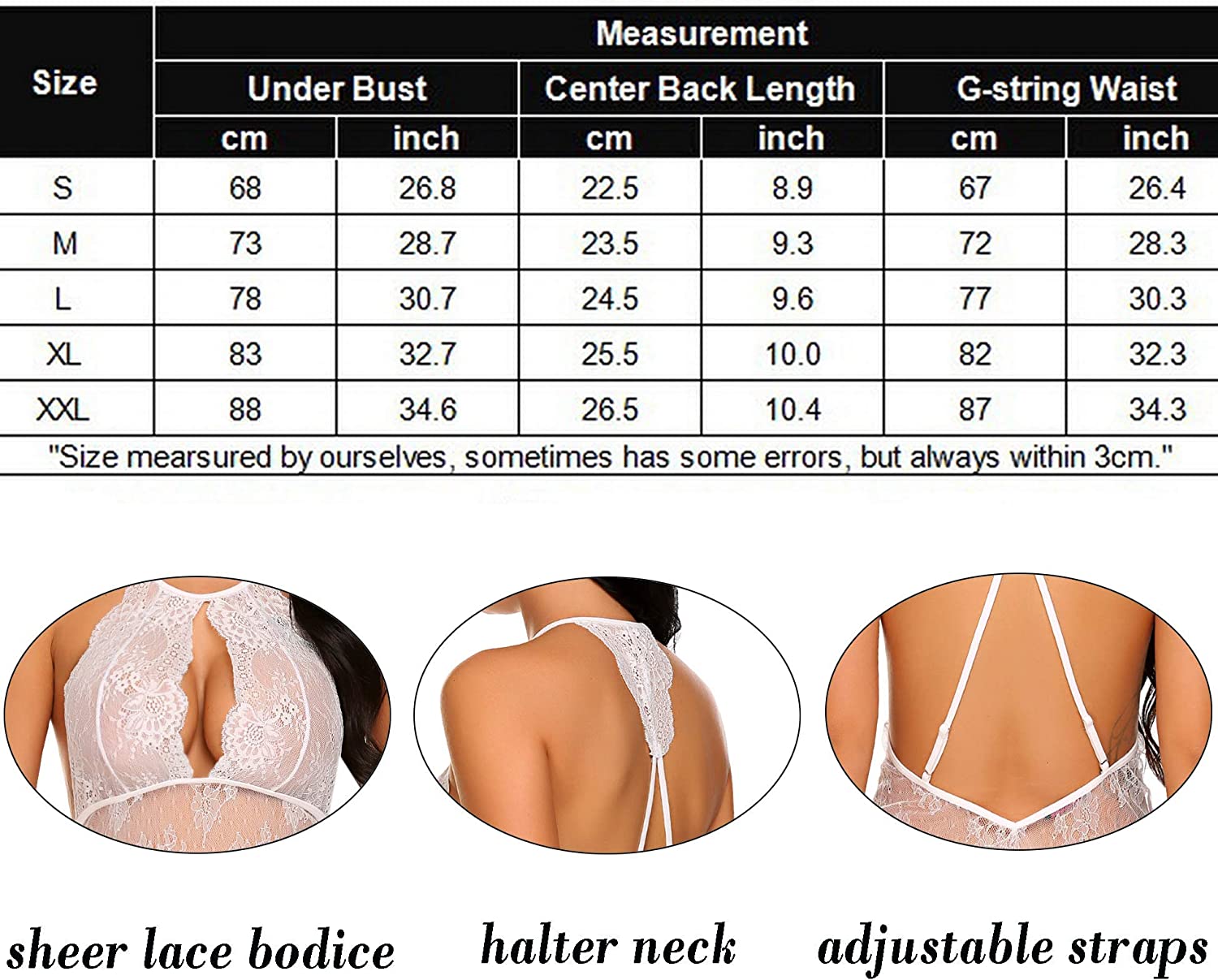 Avidlove Babydoll Dessous Neckholder Teddy Dessous Spitzen Chemise 