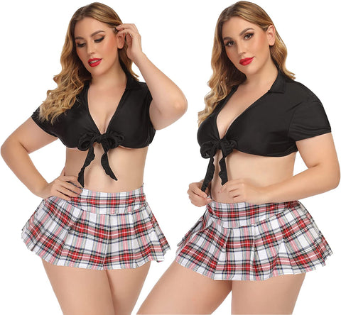 Avidlove Dessous Rollenspiel-Kostüm Mini-Karorock Schulmädchen-Outfits 