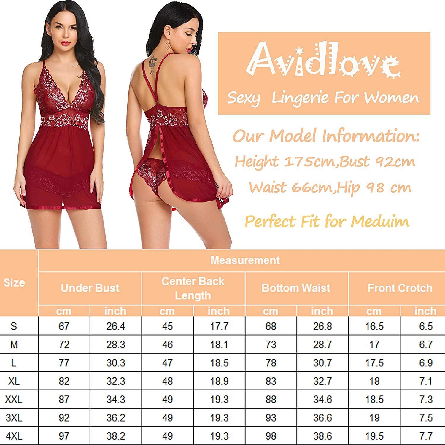 Lencería de talla grande Avidlove para babydoll de malla, camisón de encaje, trajes de tocador para embarazadas 