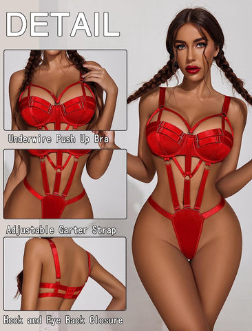 Avidlove Bondaged Lingerie Set Underwired Push Up Teddy Lingerie One Piece Babydoll