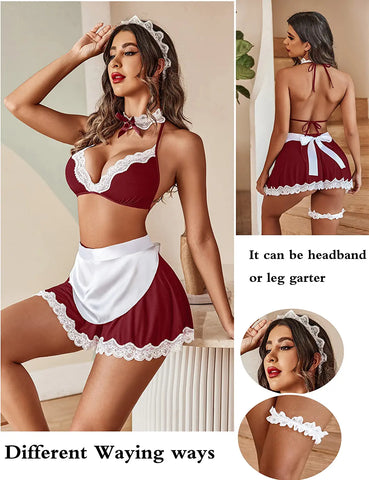 Avidlove Dienstmädchen-Dessous für Rollenspiele, Dessous, Cosplay, Dessous-Set, Halloween-Kostüme 