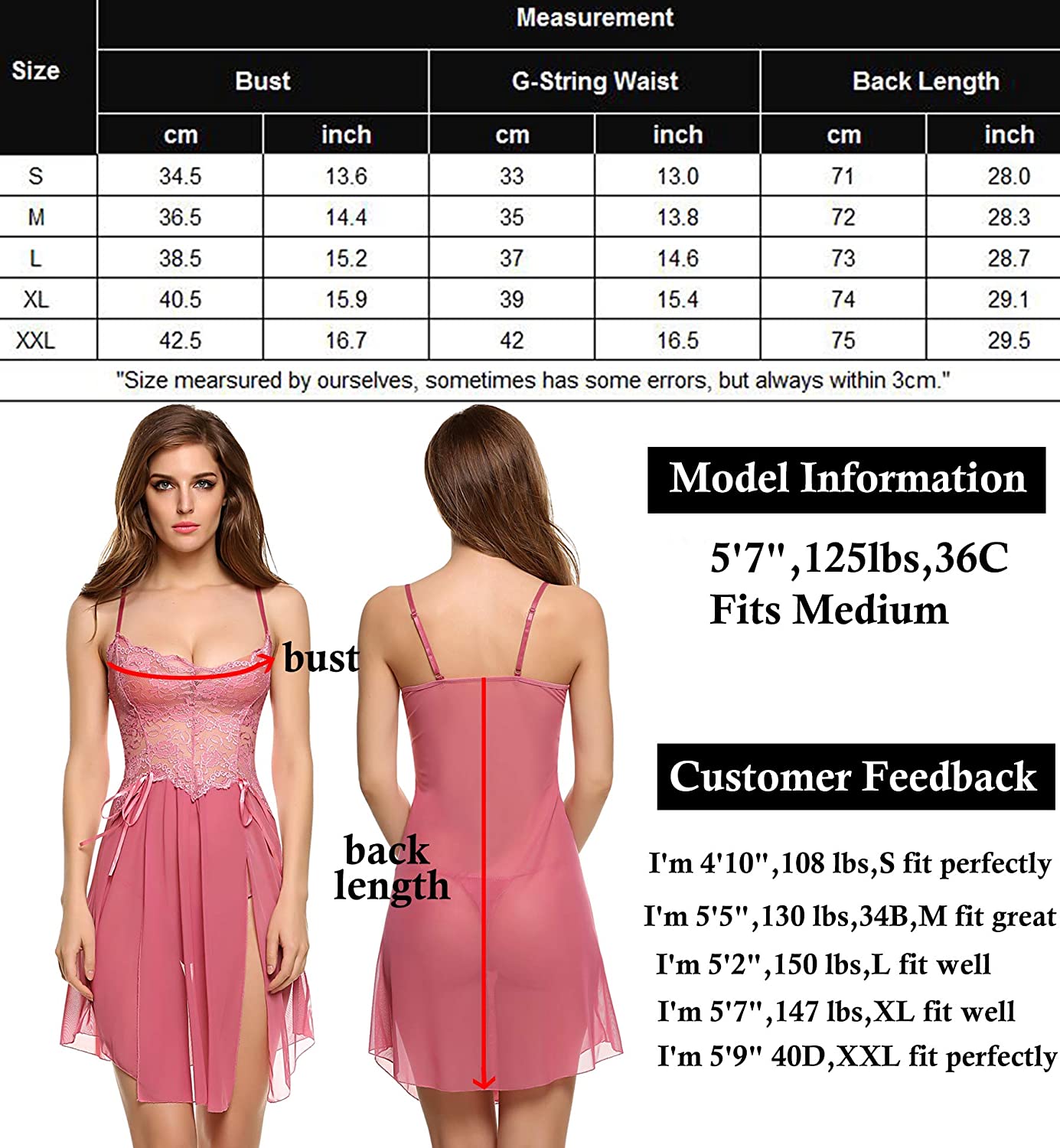 Avidlove Lace Lingerie Babydoll Dress Strap Chemise Sleepwear Nighty S-XXL