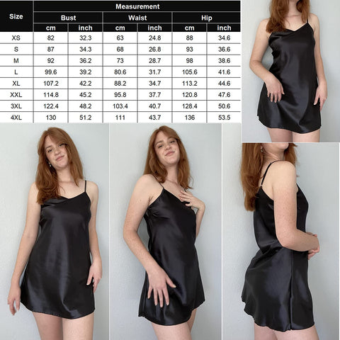 Avidlove Nachtwäsche Satin Nachthemd Mini Slip Chemise Kurze Nachtwäsche 