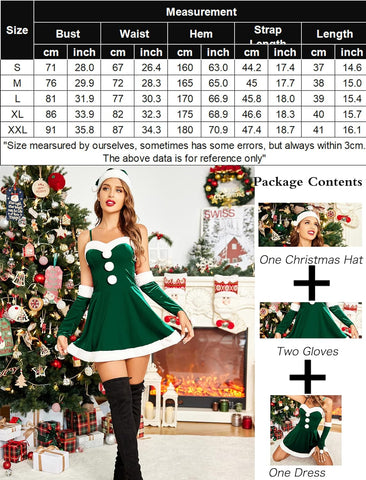 Avidlove 4 Pcs Mrs. Santa Claus Cosplay Christmas Dress Holiday Santa Outfit