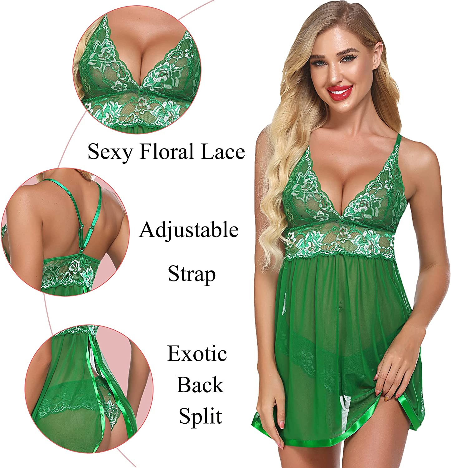 Avidlove Dessous in Übergröße für Mesh-Babydoll, Chemise, Spitze, für Schwangere, Boudoir-Outfits 