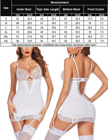 Avidlove Garter Lingerie Lace Babydoll Full Slips Chemise Sleepwear S-XXXL