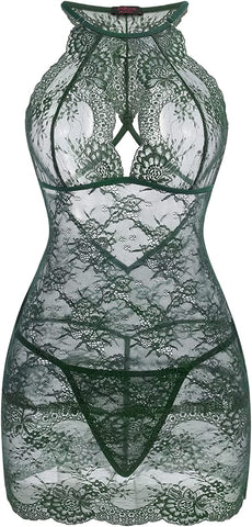 Avidlove Babydoll Lingerie Neck Halter Teddy Lingerie Lace Chemise