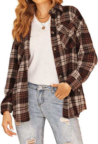 Plaid Long Sleeve Coat