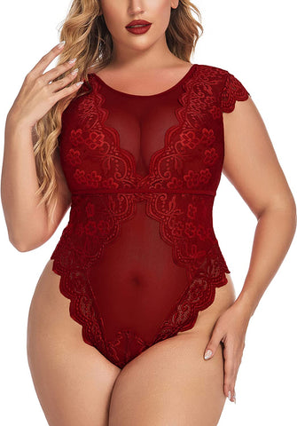 Avidlove Teddy-Dessous, einteilig, Babydoll, mit Druckknopfverschluss im Schritt, Mini-Body 