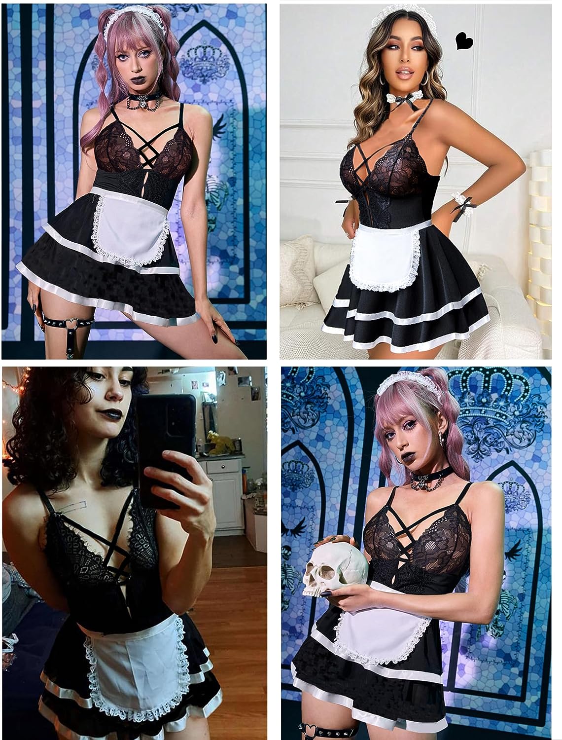 Lencería de mucama Avidlove para traje de mucama, disfraz de mucama francesa, lencería babydoll, vestido de cosplay 