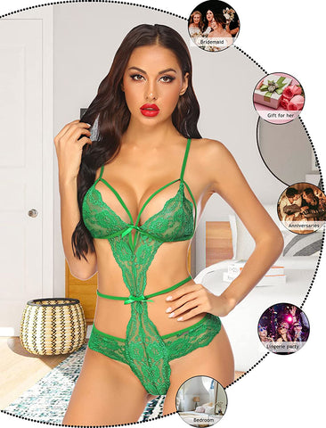 Body de encaje de Avidlove Lingerie con tiras y mini body de una pieza tipo babydoll 