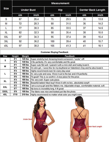Avidlove Snap Crotch Lingerie Lace Bodysuit Deep V Teddy One Piece Lace Babydoll