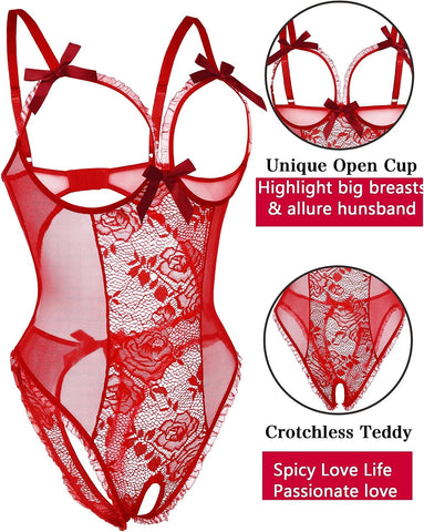 Avidlove Crotchless Lingerie Outfits for One Piece Lingerie Lace Babydoll Mini Bodysuit