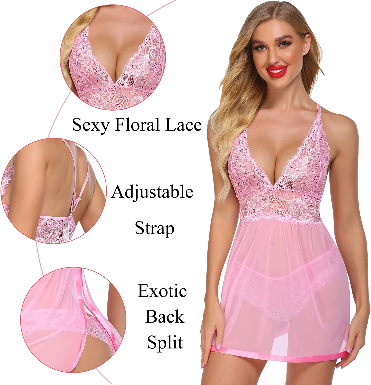 Avidlove Dessous in Übergröße für Mesh-Babydoll, Chemise, Spitze, für Schwangere, Boudoir-Outfits 