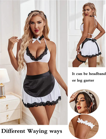 Avidlove Dienstmädchen-Dessous für Rollenspiele, Dessous, Cosplay, Dessous-Set, Halloween-Kostüme 