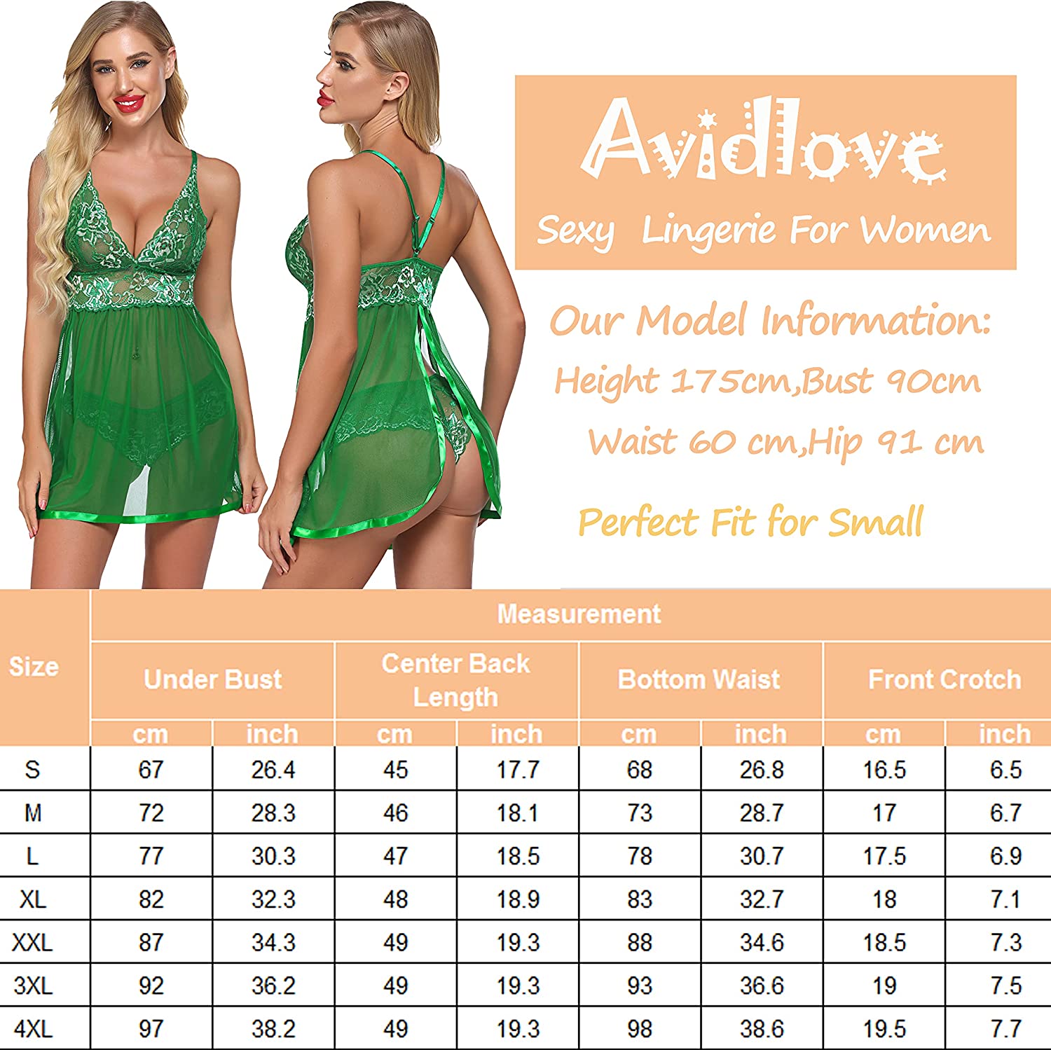 Avidlove Dessous in Übergröße für Mesh-Babydoll, Chemise, Spitze, für Schwangere, Boudoir-Outfits 