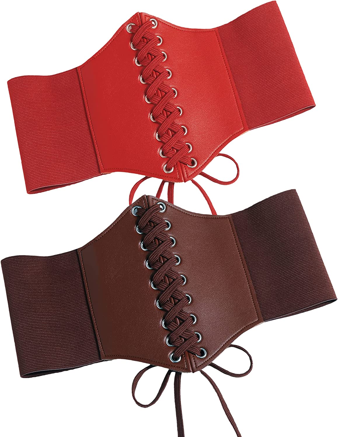 Avidlove Waspie Corset Belt Lace Up Waist Belt Leather Gothic Corset Belt