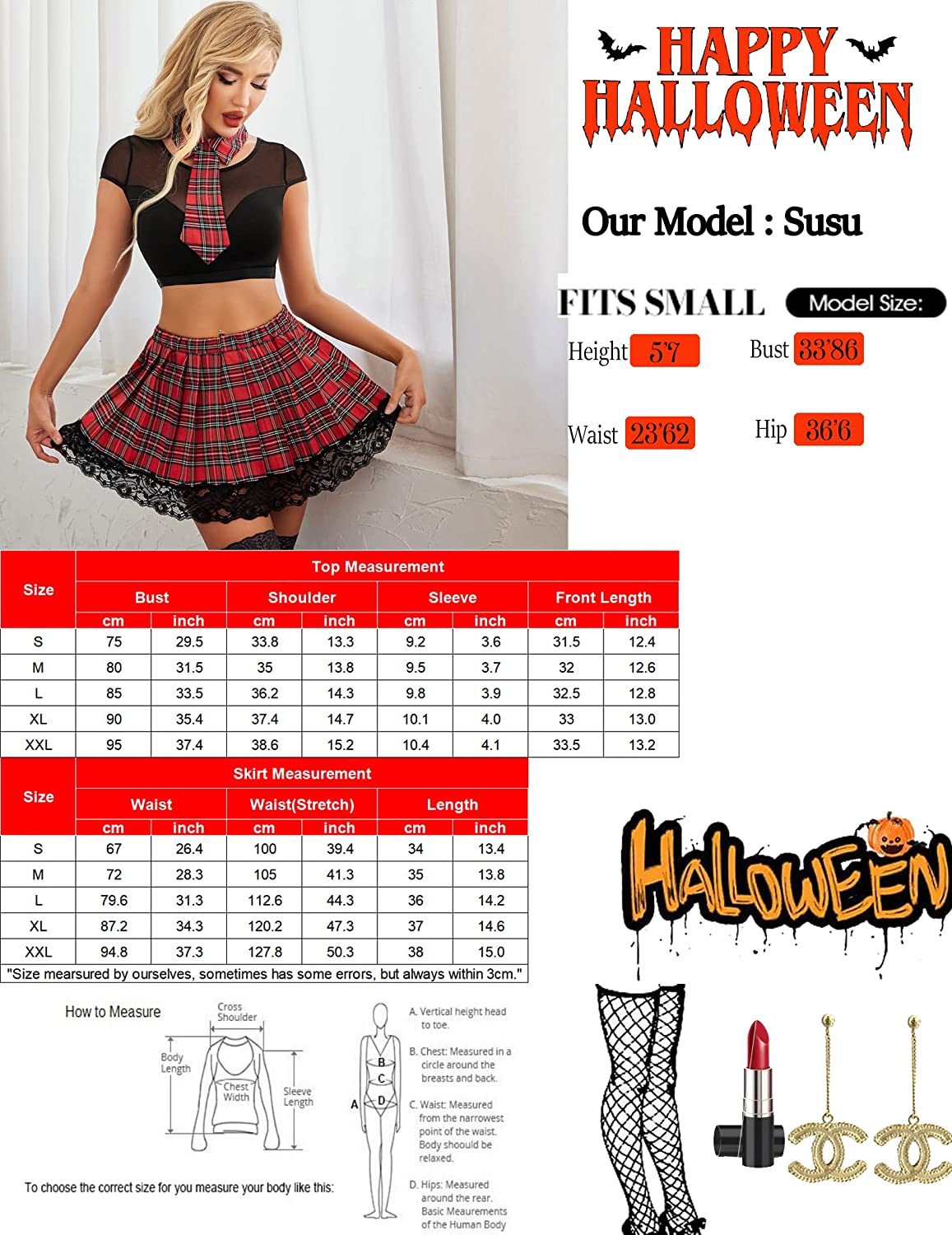 Avidlove Schoolgirl Lingerie for 3 Piece Mesh Crop Top & Plead Skirt Roleplay Costumes with Tie