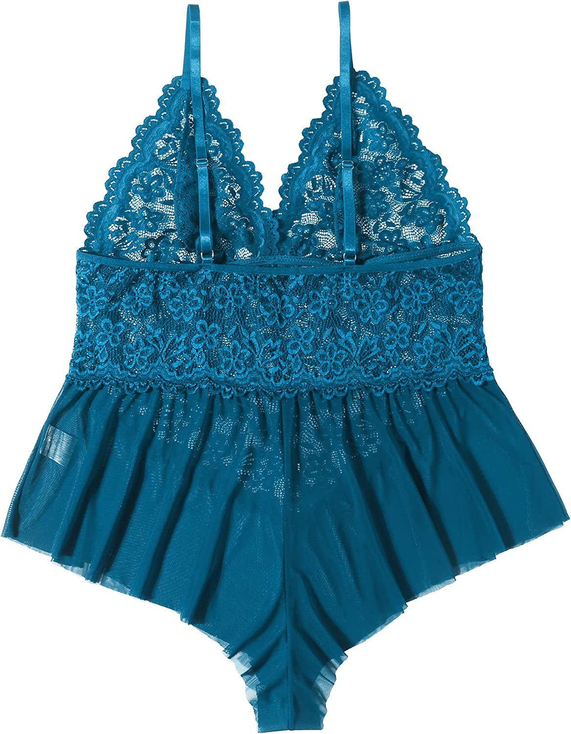 Avidlove Plus Size Lingerie for Lace Bodysuit One Piece Teddy Babydoll Mesh Chemise V Neck Sleepwear L-4XL