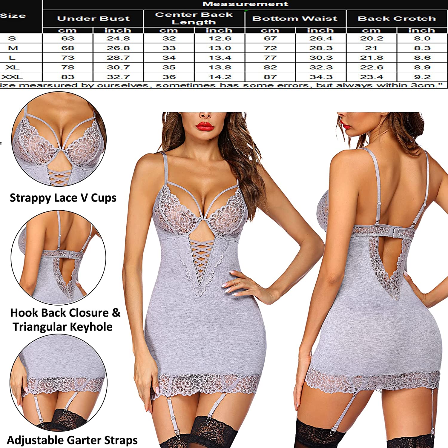 Avidlove Strumpfband Dessous Spitze Babydoll Volle Unterröcke Chemise Nachtwäsche S-XXXL 