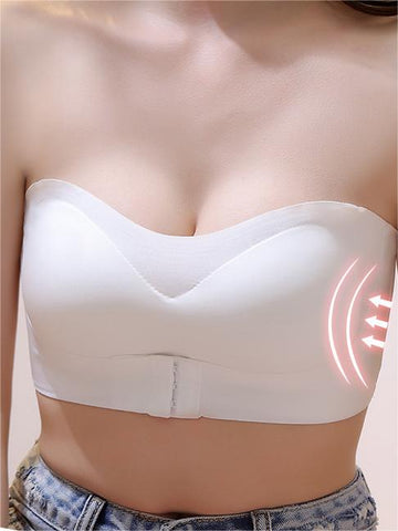 Non-Slip Strapless Invisible Push-up Front Buckle Wireless Bra