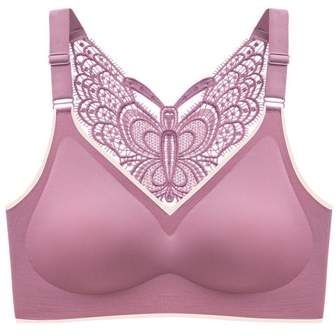 Butterfly Lace Plus Size Wireless Bra Violet