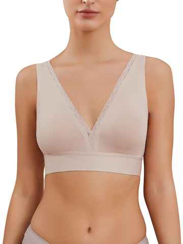 Bralettes für Damen V-Ausschnitt-BHs für Damen Beige