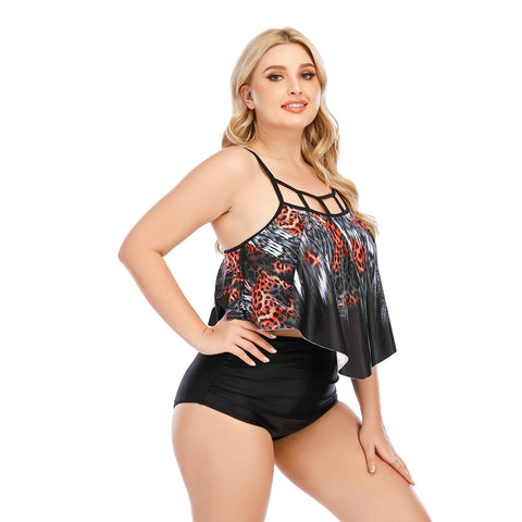 SiySiy Plus Size Two Piece Swimsuit Leopard Print Bathing suit