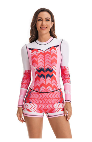 One Piece Printed Zipper Rash Guard