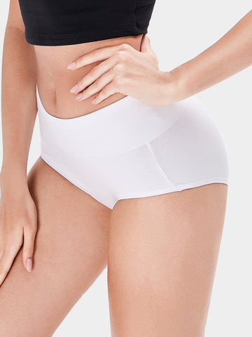 Soft Cotton High-Cut Briefs Breathable Panties White