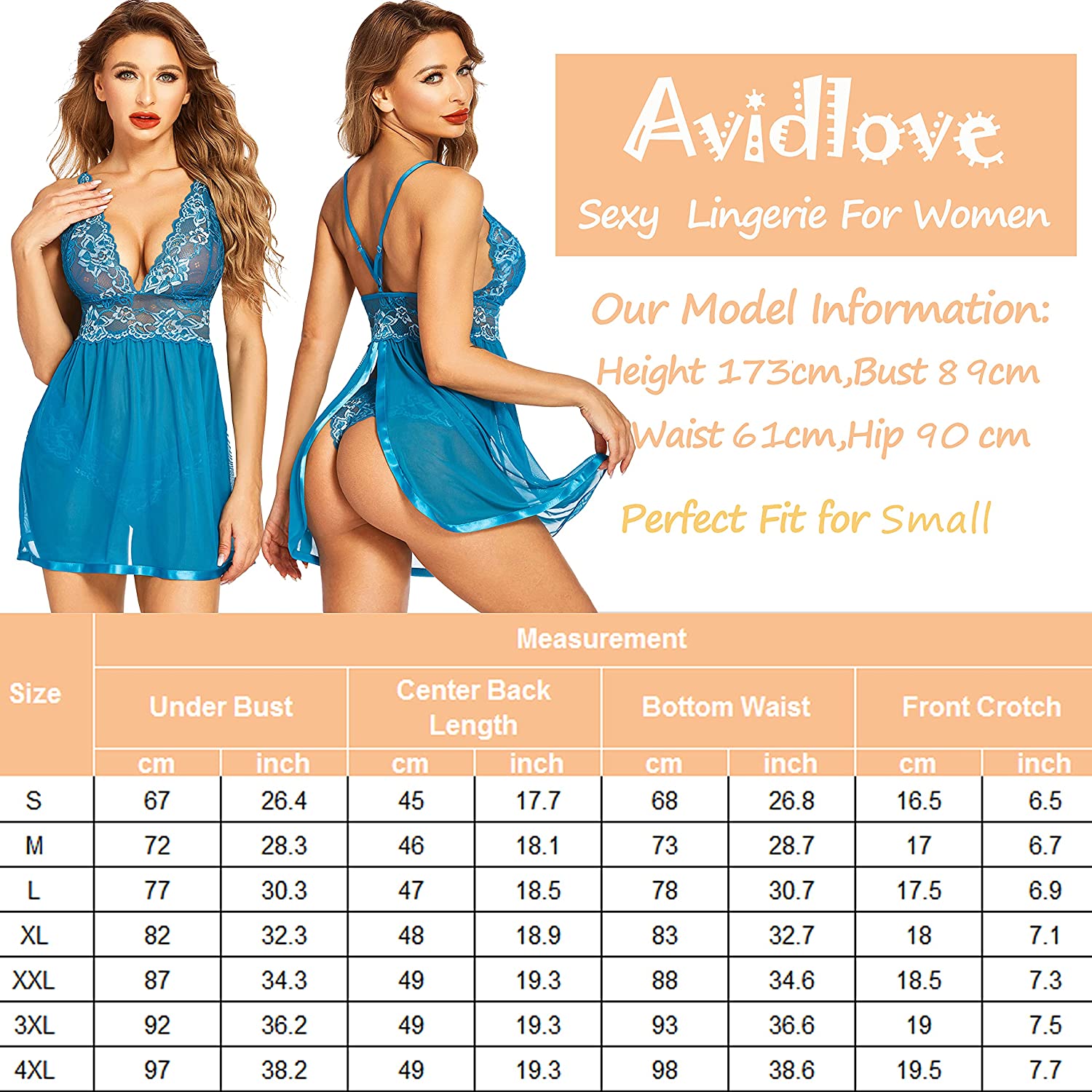 Lencería de talla grande Avidlove para babydoll de malla, camisón de encaje, trajes de tocador para embarazadas 