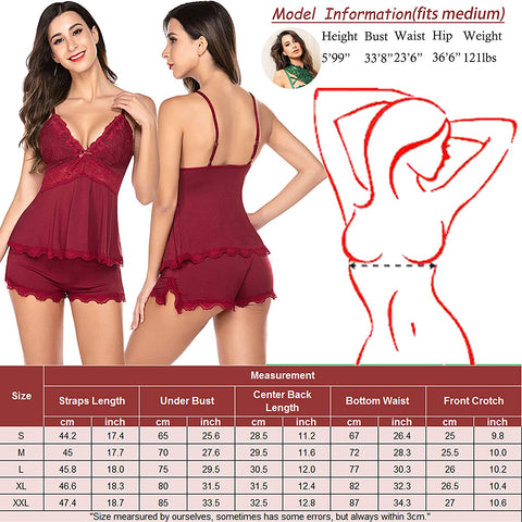 Avidlove Sweetness Cami Set Spitzen-Camisole Dessous Nachtwäsche Pyjamas Lounge-Sets