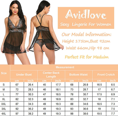 Avidlove Dessous in Übergröße für Mesh-Babydoll, Chemise, Spitze, für Schwangere, Boudoir-Outfits 