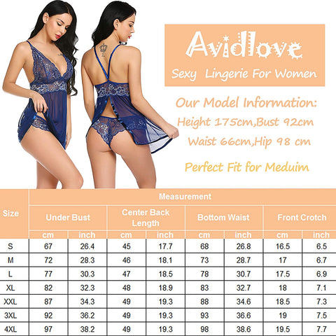 Lencería de talla grande Avidlove para babydoll de malla, camisón de encaje, trajes de tocador para embarazadas 