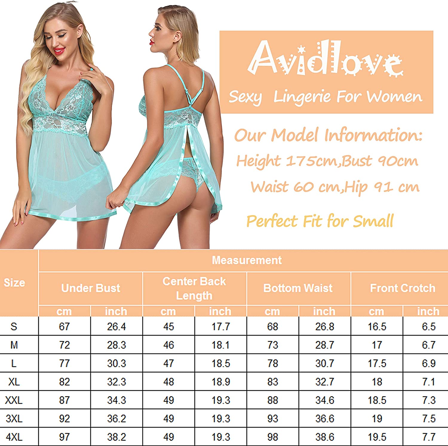 Avidlove Dessous in Übergröße für Mesh-Babydoll, Chemise, Spitze, für Schwangere, Boudoir-Outfits 