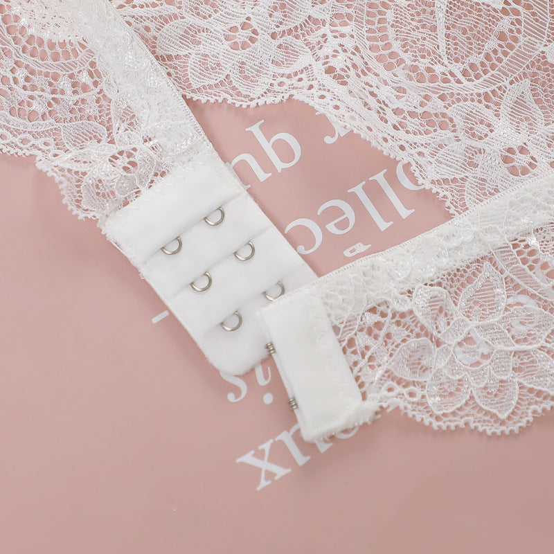 Triangle Cup Lace Wireless Bralette White