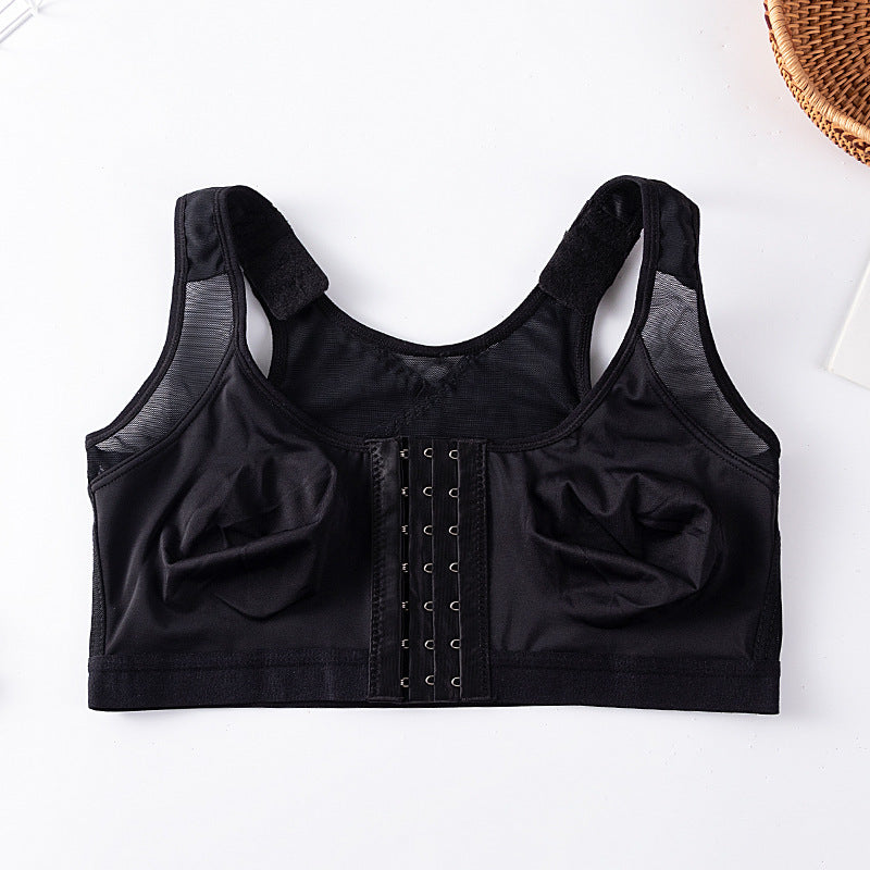 Plus Size Front Closure Adjustable Sports Wireless Bra for Post-Operation Support