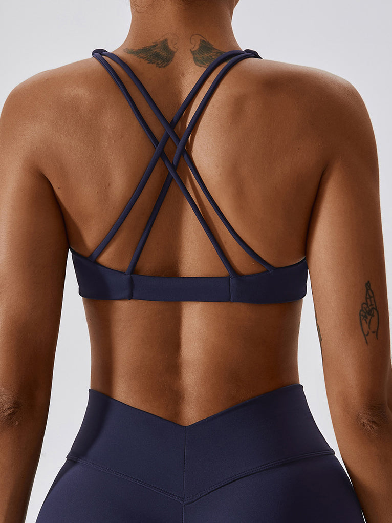 Double Straps Cross Back Yoga Bra