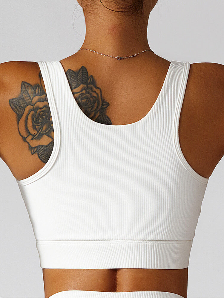 Live In Rib Scoop Button Sports Bra