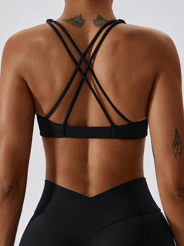 Double Straps Cross Back Yoga Bra