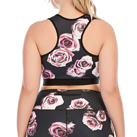 Tops de yoga con estampado de rosas para tallas grandes