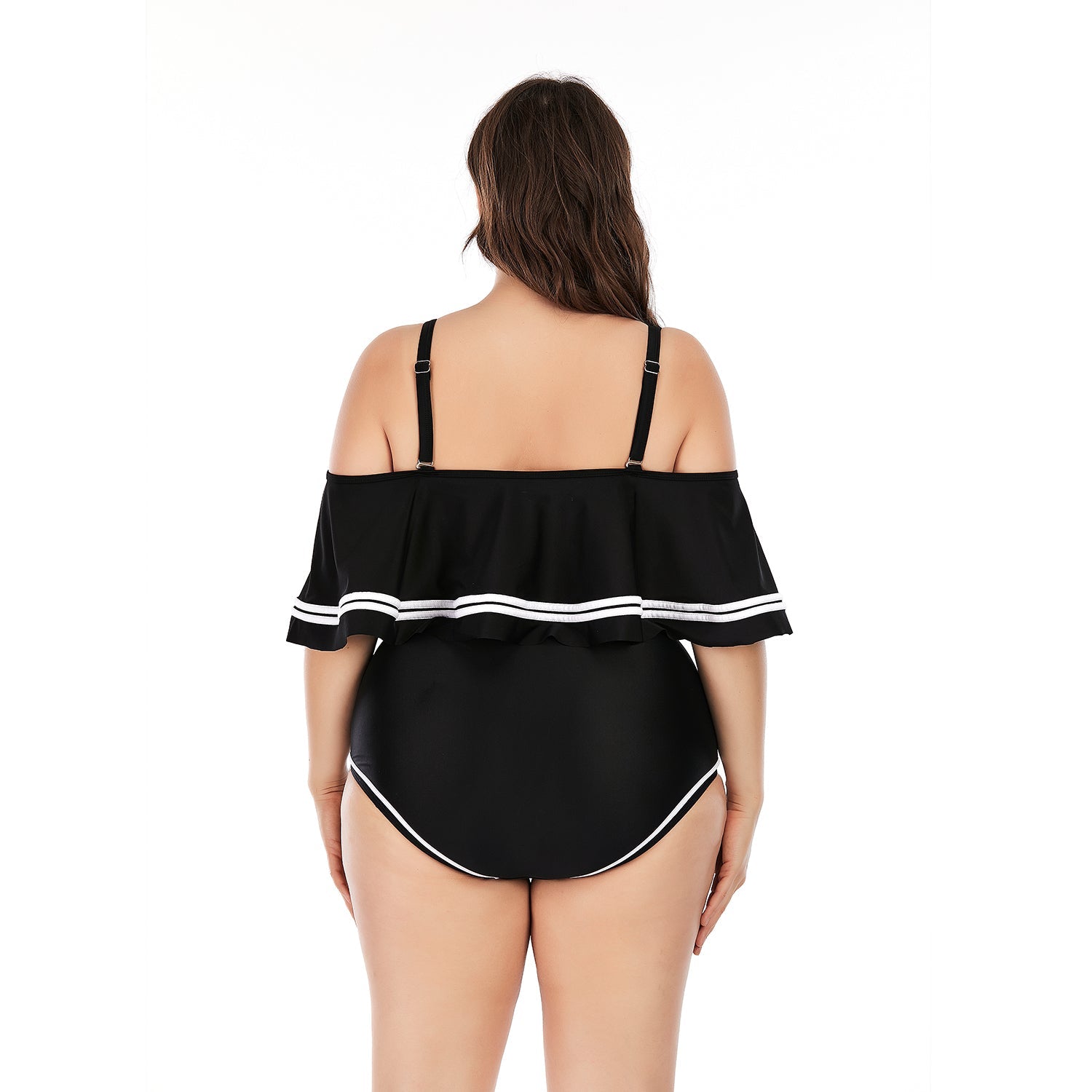 Traje de baño bikini de talla grande con volantes